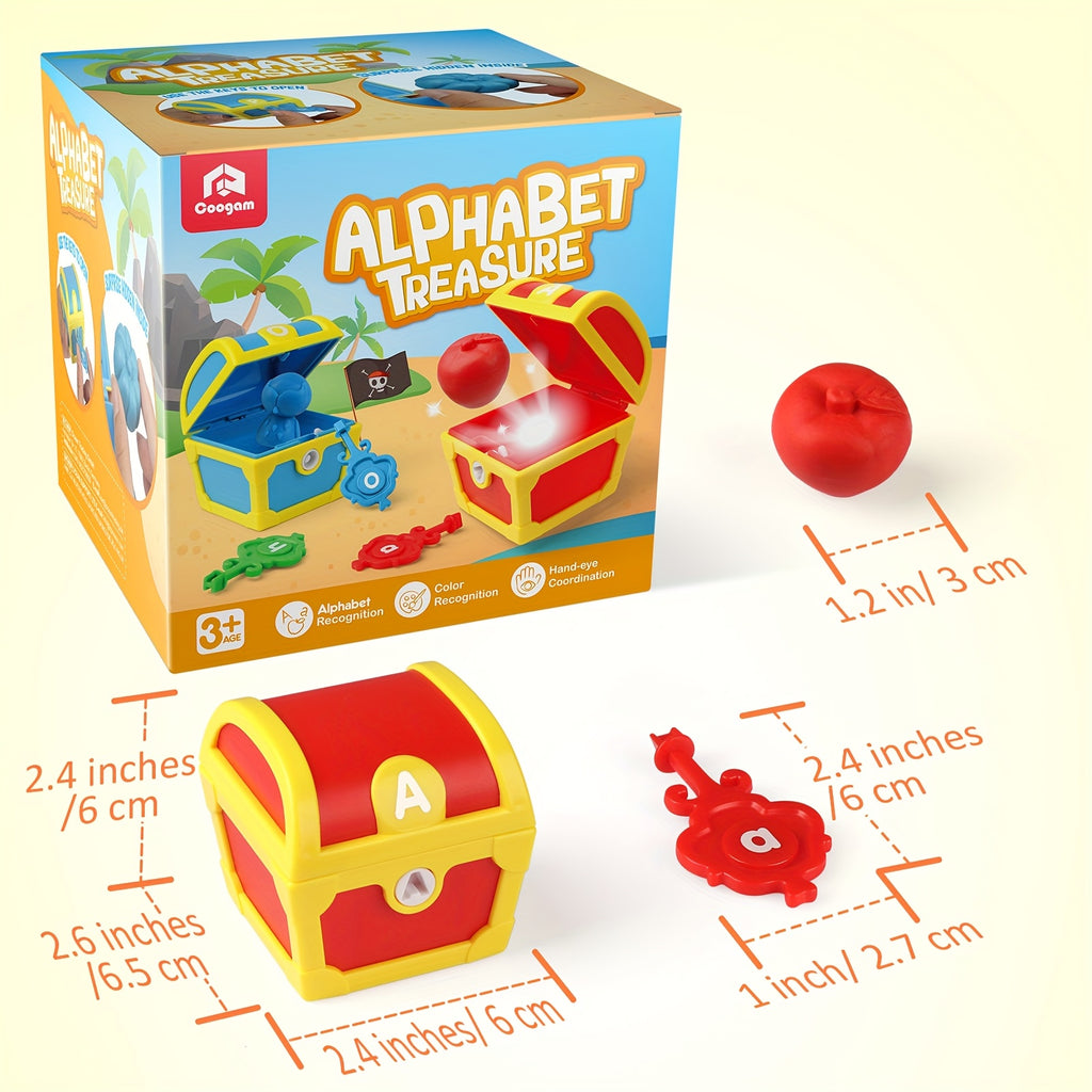 Alphabet Treasure Hunt Learning Toy 26pcs ABC Letter Matching Locks and Keys - STEM Educational Sorting Game Fine Motor Skills Gift for Kids Toddlers