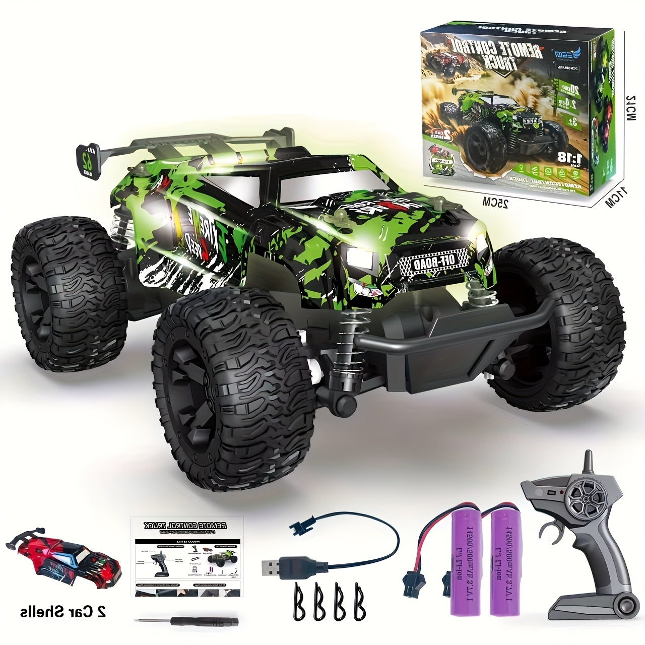 LED RC Off-Road Car for Kids - American Style Remote Control Car with Lights, Outdoor Off-Road Racing Toy for Boys, Birthday & Christmas Gift