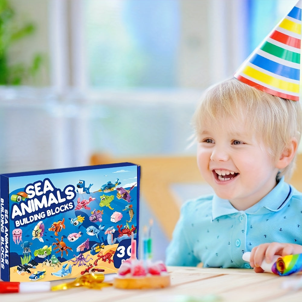 Ocean Building Blocks Mini Party Favors 30-Pack for Kids – Marine-Themed Brick Set for Boys & Girls, Birthday Goodie Bags, Classroom Prizes, Stocking Stuffers