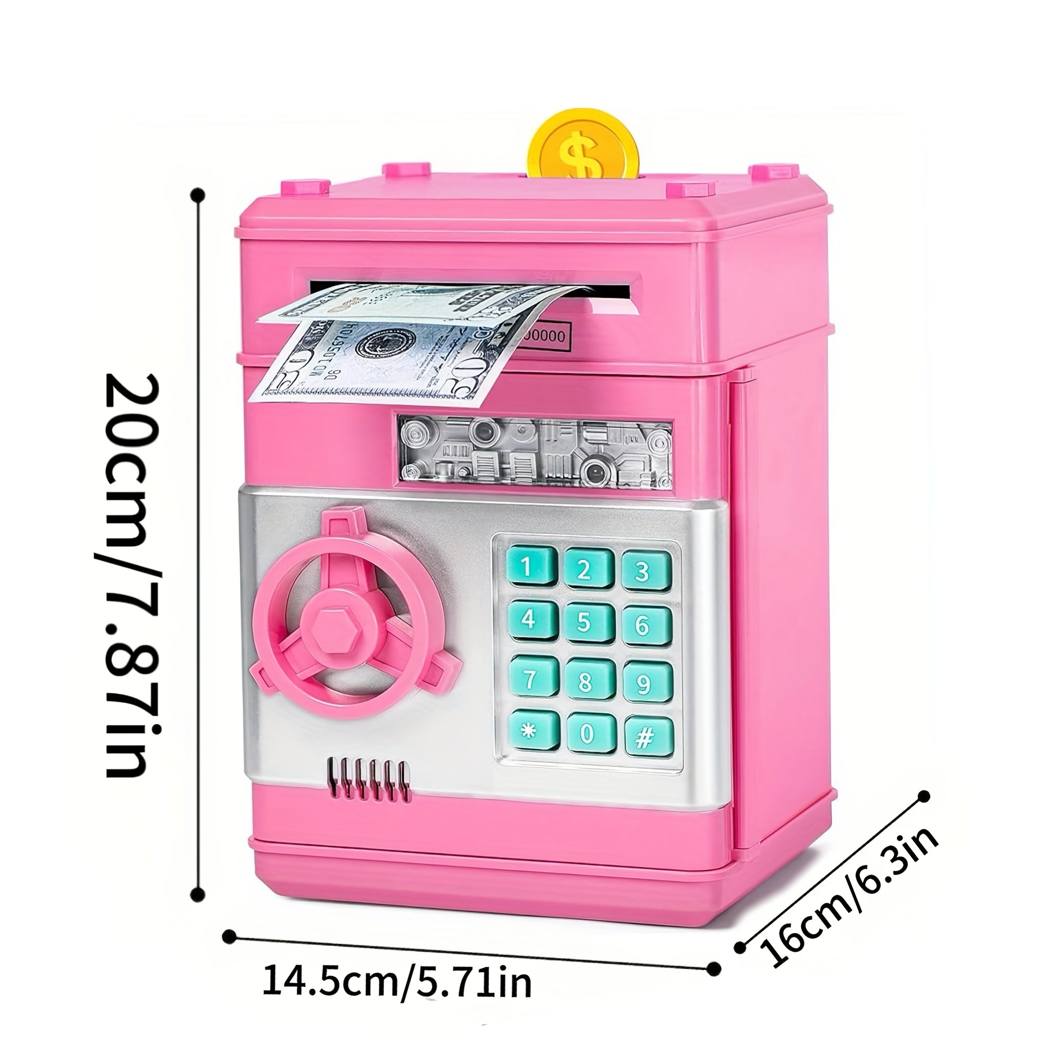 Password Piggy Bank with Combination Lock for Kids – Locking Money Bank for Boys & Girls – Cute Savings Box for Room Decor Wall or Tabletop – Birthday & Holiday Gift Ages 5+