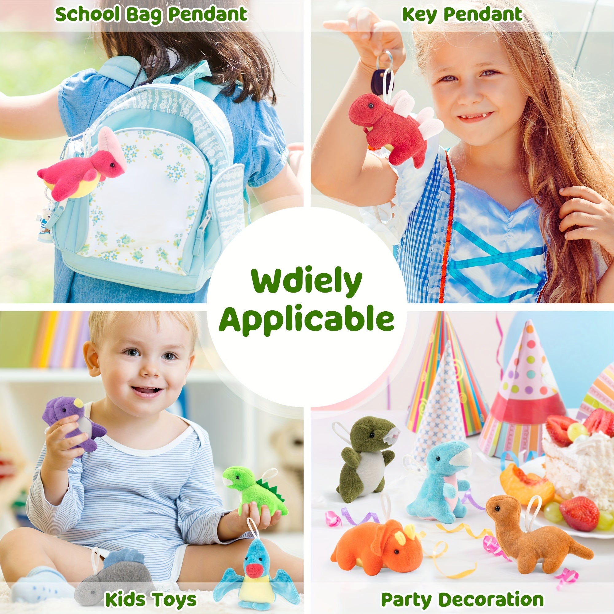 Mini Dinosaur Plush Toys 12 Pack – Soft Stuffed Dino Figures Bulk Party Favors for Kids, Goodie Bag Stuffers, Keychains, Carnival Prizes Boys Girls