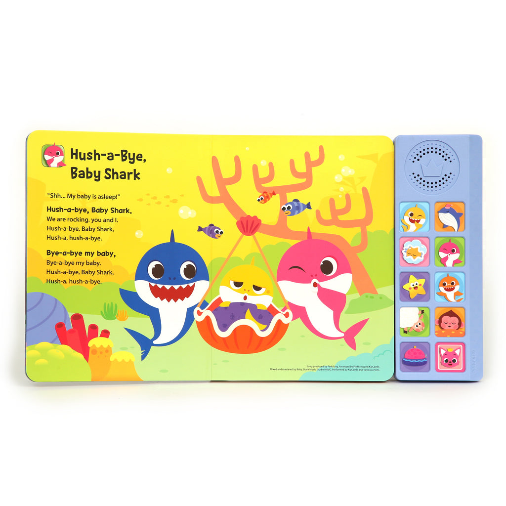 Baby Shark Bedtime Songs Sound Book – Official Pinkfong Interactive Toy Book with 10 Buttons & 8 Sing-Along Lullabies, Early Learning Gift for Babies & Toddlers Ages 0+