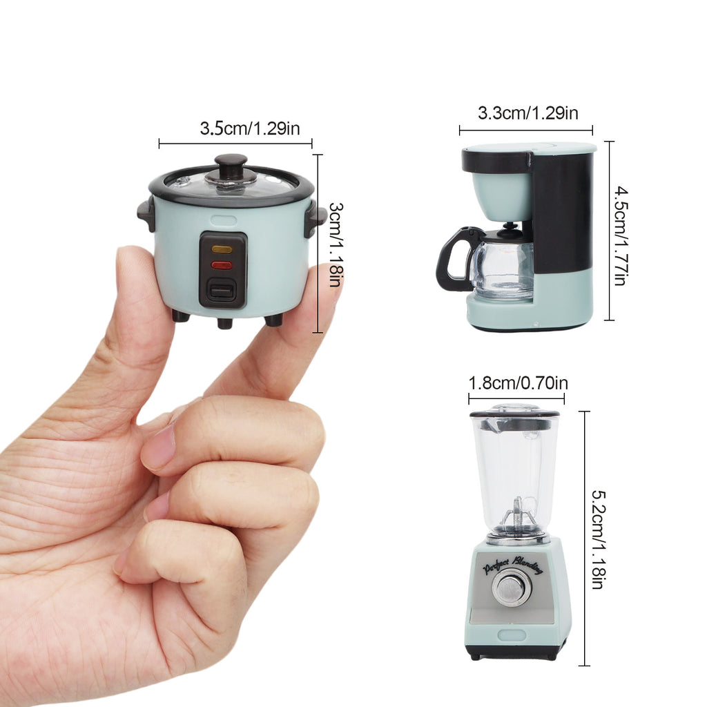 3pcs 1:12 Scale Dollhouse Miniature Kitchen Appliance Set – Rice Cooker, Juicer & Coffee Maker Models for Dollhouse Kitchen Decor, Diorama Scene & Collector Display Gift