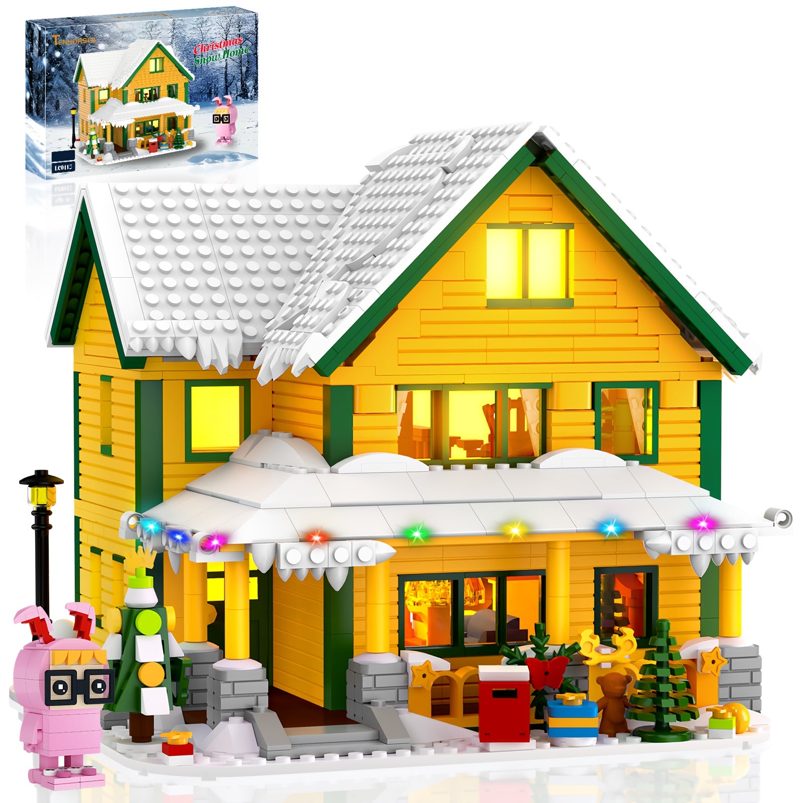 1146-Piece Christmas House Building Block Set with LED Lighting - Classic Christmas Story Model Kit, Character Figures & Detailed Interior, Holiday Display Decoration, Christmas Gift for Adults Families
