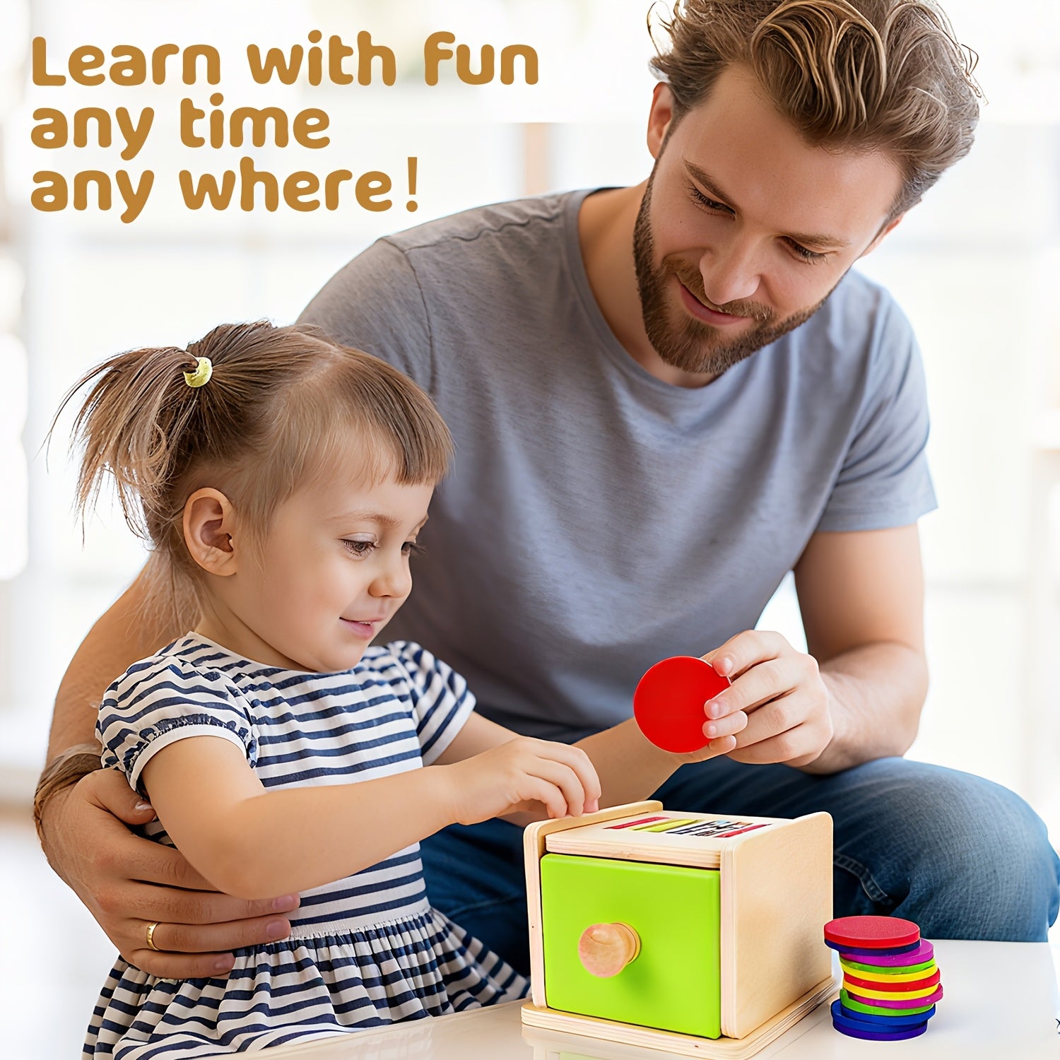 Wooden Color Sorting Toy with Drawers for Toddlers – Montessori Object Permanence Fine Motor Skills Educational Toy for Baby 12-18 Months Boys & Girls