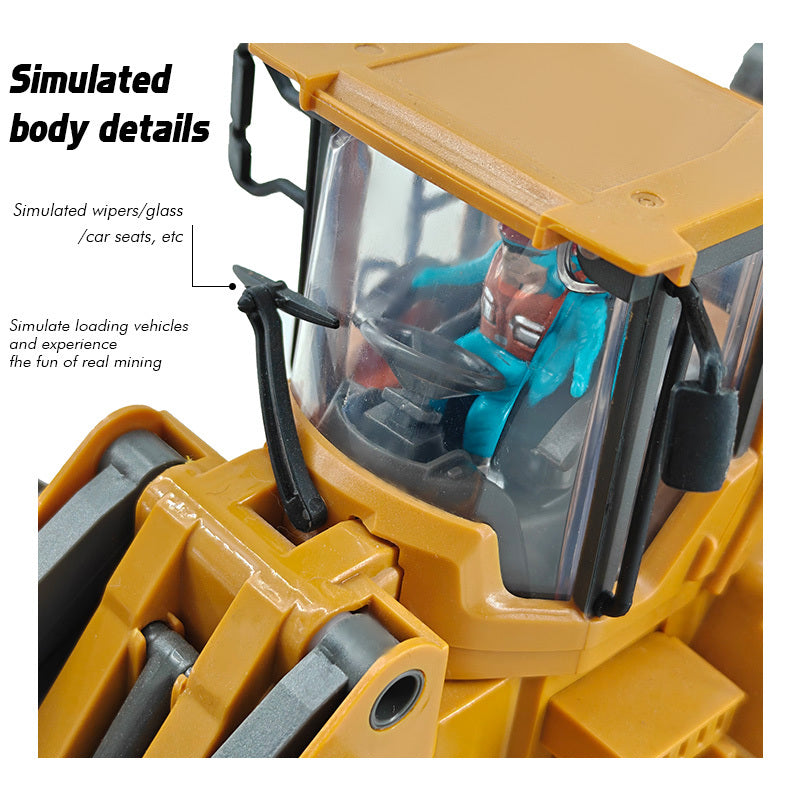 RC Alloy Loader Excavator Engineering Toy Set 2.4GHz 1:20 Scale - 9 Channel Remote Control Bulldozer Tractor Dump Truck for Boys Ages 6-12, Birthday Gift