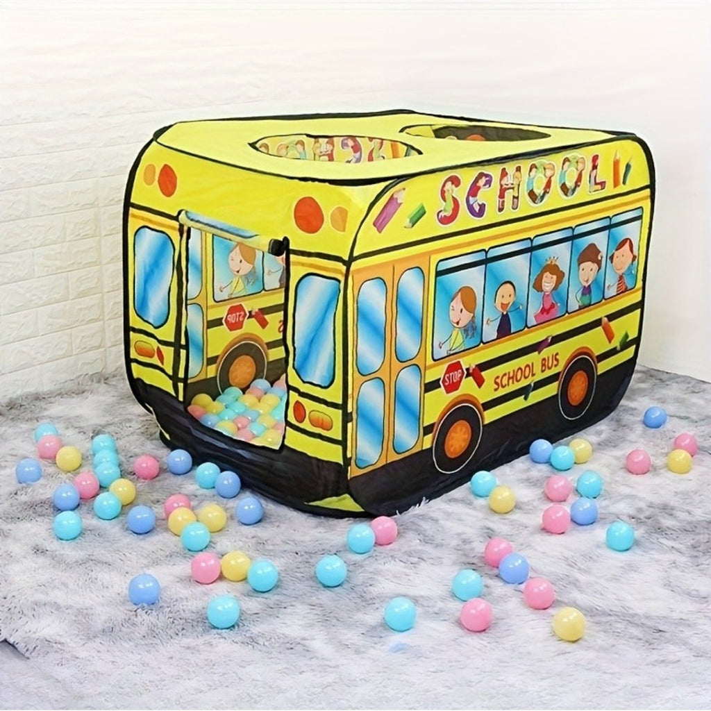 School Bus Pop Up Play Tent for Kids Indoor Outdoor Playhouse Fits 4 Children Instant Setup Role Play Theater Toddlers Ages 3+ Birthday Christmas Gift