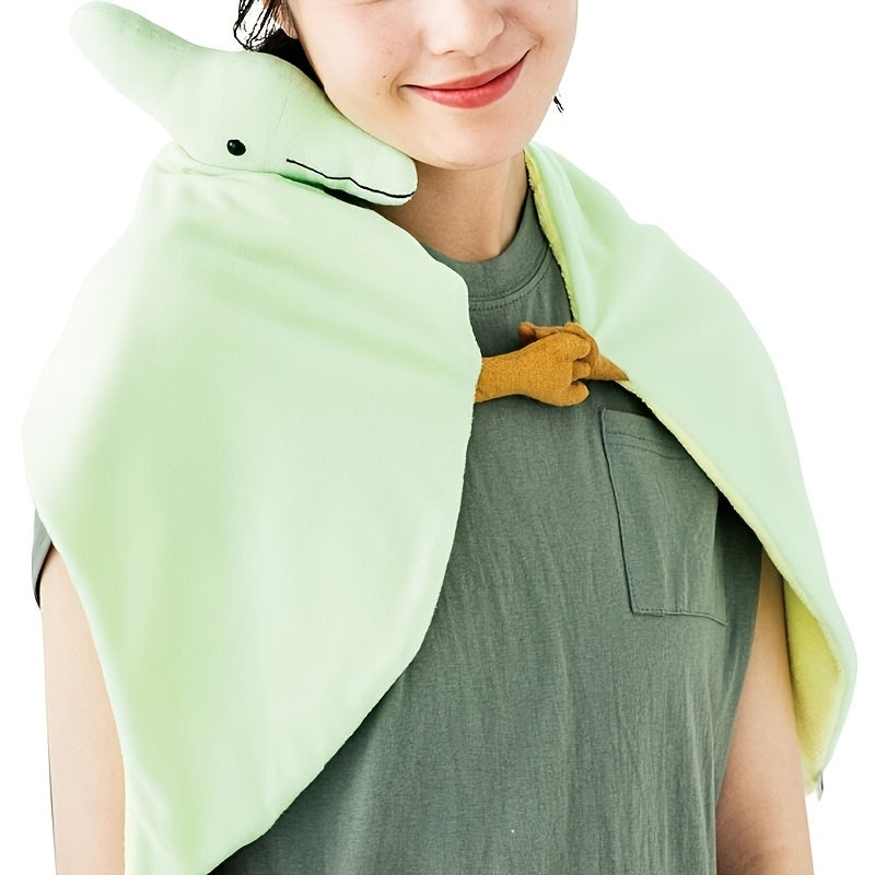 Pterosaur Plush Cape 38 Inch Wearable Dinosaur Stuffed Toy Hooded Costume Blanket Poncho for Kids Birthday Halloween Party Room Decor Gift for Boys Girls