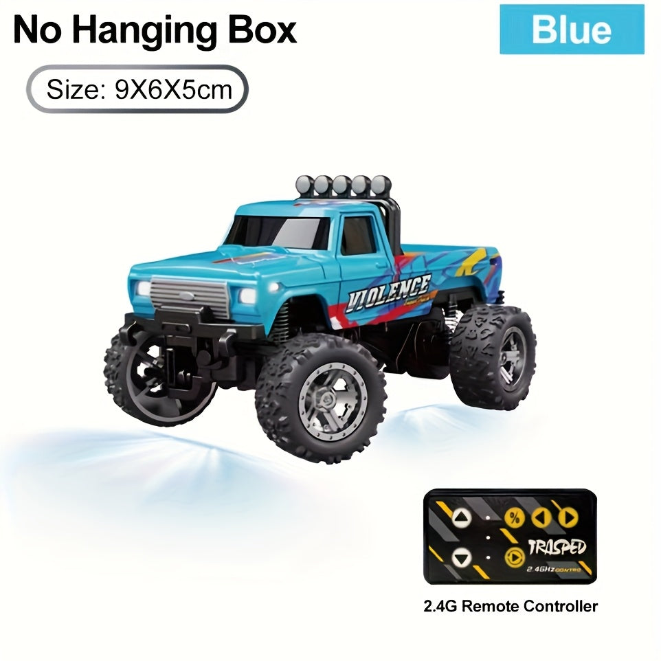 Mini RC Monster Truck 1/64 Scale 2.4GHz Die-Cast Alloy Off-Road Climbing Car with Shock Absorber - High Speed RC Gift for Adults Kids Boys