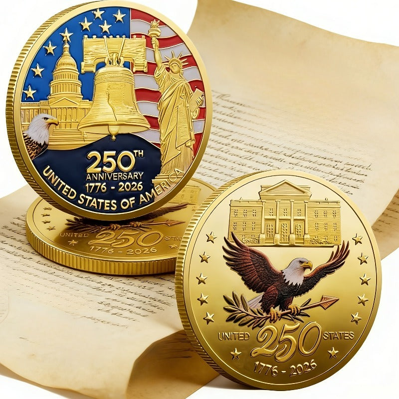 America 250th Anniversary Coin Set 2026 12pcs 1776-2026 USA Bicentennial Eagle Challenge Commemorative Medallion with Acrylic Cases Collector Gift