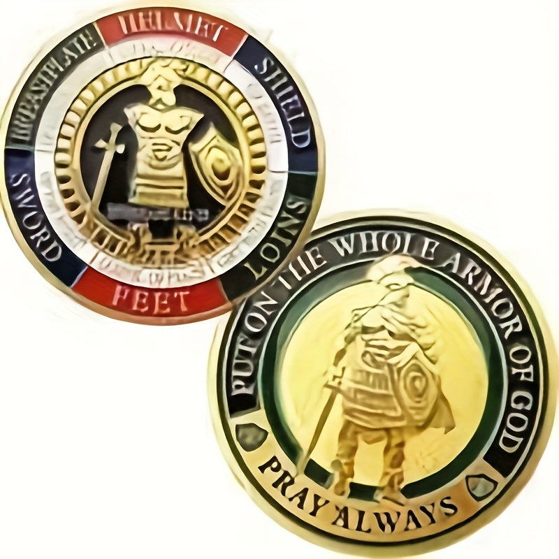 Armor of God Challenge Coins 20pcs Golden Iron Prayer Commemorative Coin – Ephesians 6 Christian Religious Collectible Gift for Church Events, VBS & Faith Community Ages 14+