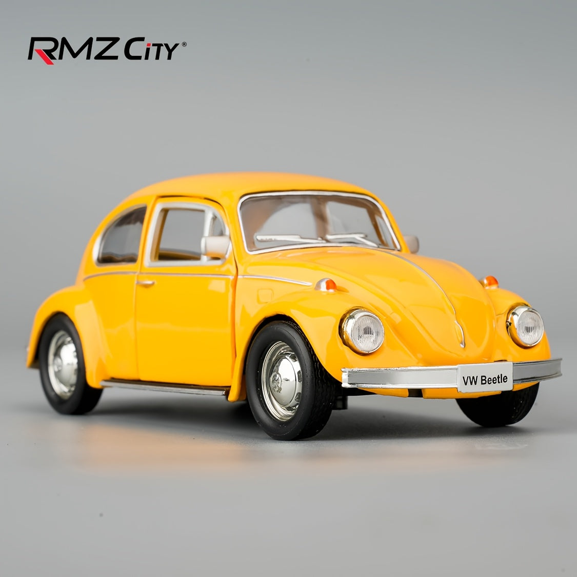 Pull Back Volkswagen Beetle Toy Car 1:36 Scale – Zinc Alloy Die-Cast Retro VW Bug with Openable Doors, Kids Gift for Boys & Girls, Pink & Yellow