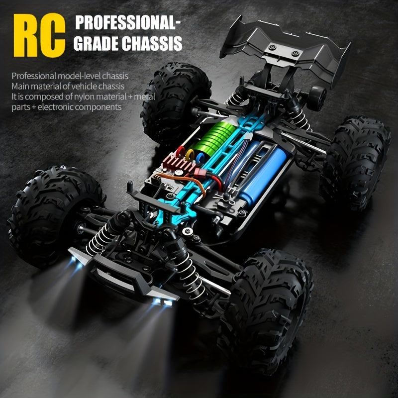 1/16 Scale 4WD Brushless Motor RC Car 70km/h High Speed 2.4G Remote Control Off-Road Drift Racing Truck with 2 Batteries – Kids Adults Gift
