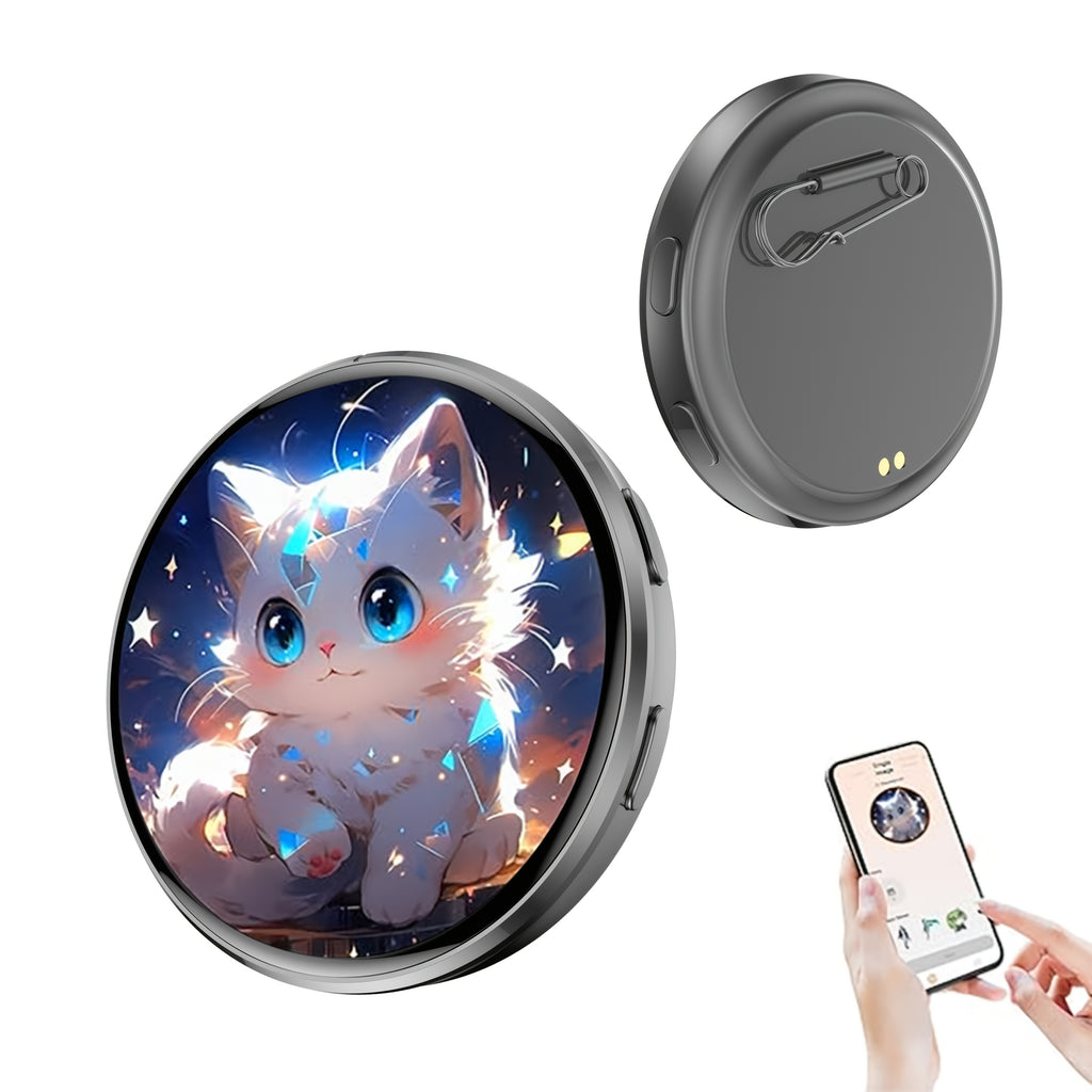 Electronic LED Display Badge with Bluetooth 6.0 & Dynamic Touch – 600mAh Anime Digital Brooch for Cosplay, Concerts & Events