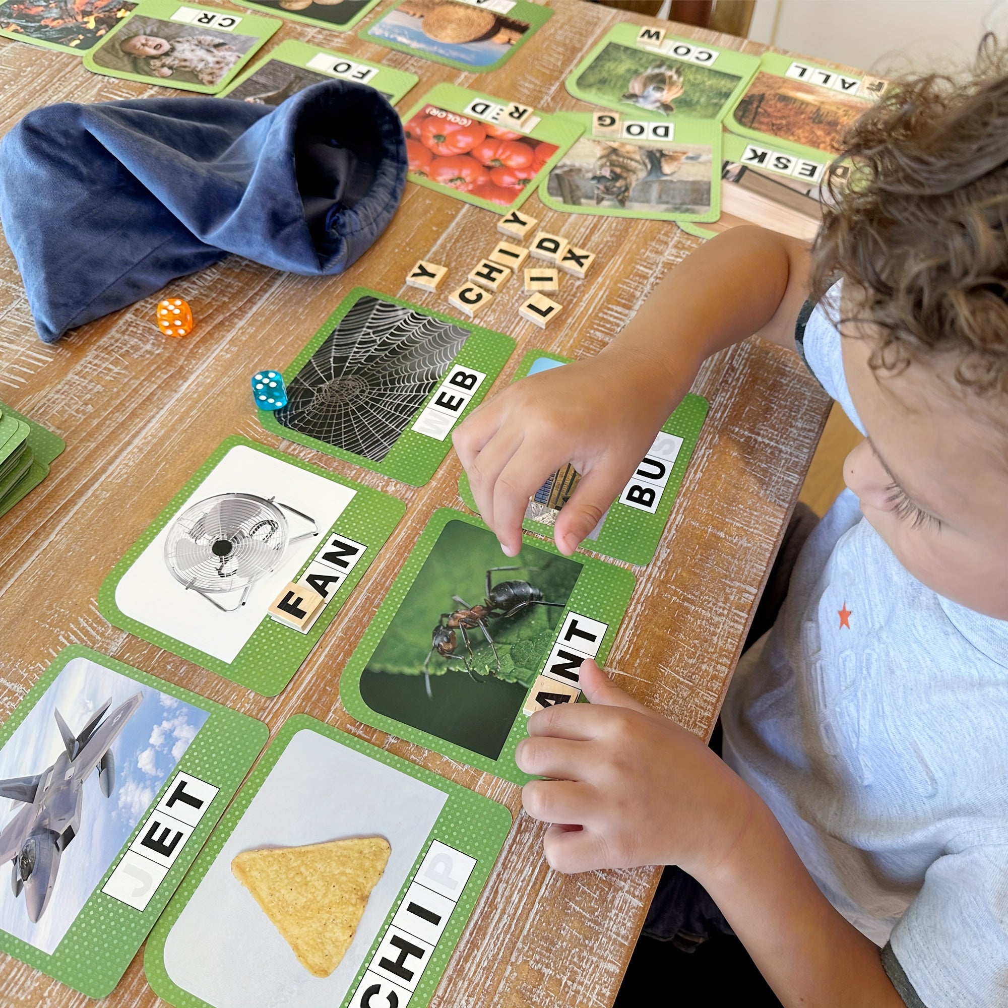Spelling Game Flash Cards for Kids with 224 Sight Word Cards & 208 Wood Letter Tiles - Phonics Learning Game for Kindergarten Preschool Ages 4-8, Autism ADHD Friendly, Birthday Christmas Gift Boys Girls