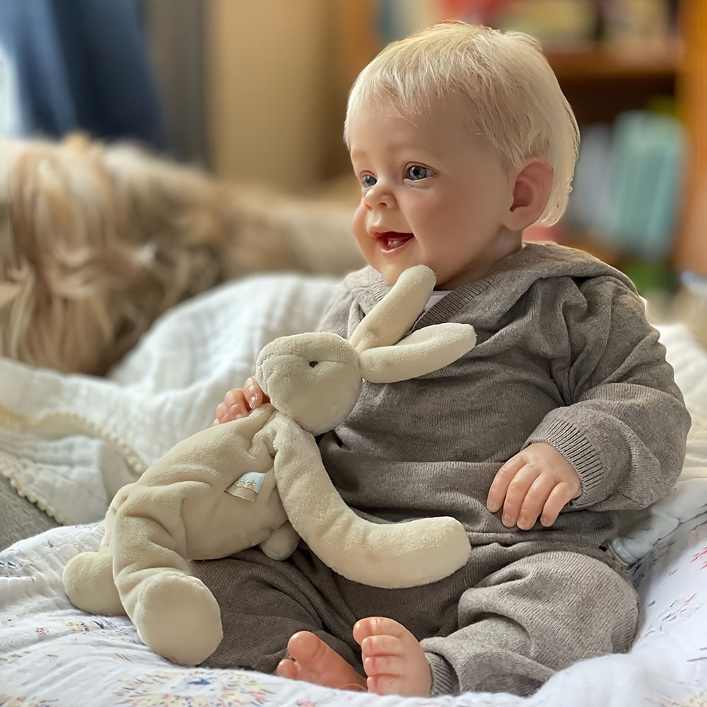 24 Inch Hand-Rooted Hair Reborn Baby Doll Soft Cloth Body – Awake Lifelike Newborn, Fits 3-6M Clothes, 3.5 lbs, Pacifier, Bottle & Birth Certificate in Gift Box, 60cm Gift for Girls