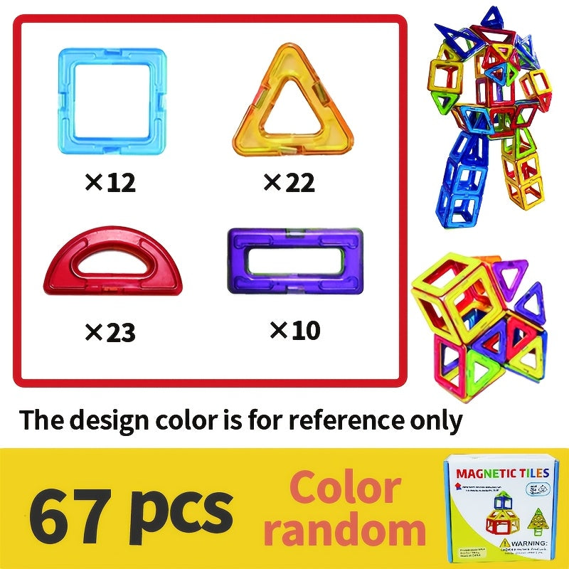 Magnetic Building Blocks STEM Tiles for Kids 67 & 99 Piece Sets – Large Magnetic Tiles DIY 3D Construction Kit, Creative Educational Toy for Boys Girls Ages 3+