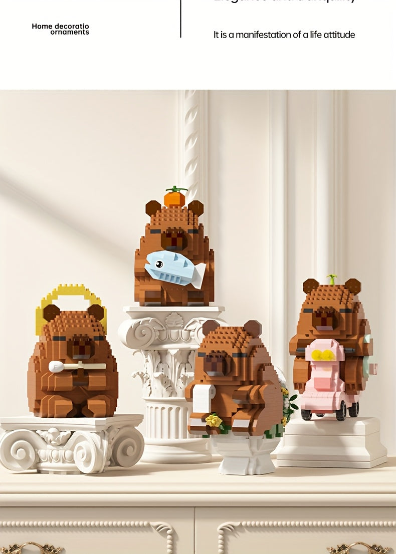 Capybara Micro Building Blocks 562pcs Miniature Collector Edition DIY Desk Decor Stress Relief Toy - Multiple Themes - Birthday Easter Christmas Gift for Boys Girls Teens Adults
