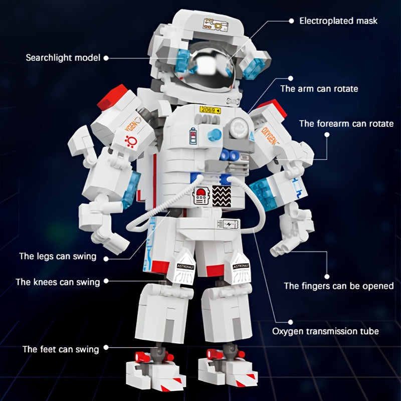 Astronaut Mini Building Block Set 623pcs – Space Theme DIY Desk Decoration, Stress-Relieving Assembly Toy for Boys & Girls, Easter & Holiday Gift