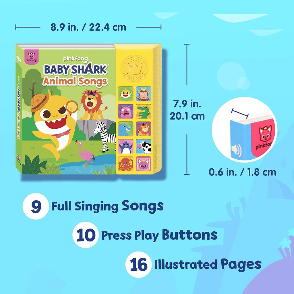 Pinkfong Baby Shark Animal Songs 10-Button Sound Book for Toddlers - Interactive Nursery Rhymes Learning Book, 9 Songs with Music, Educational Toy Gift for Kids Ages 1-3