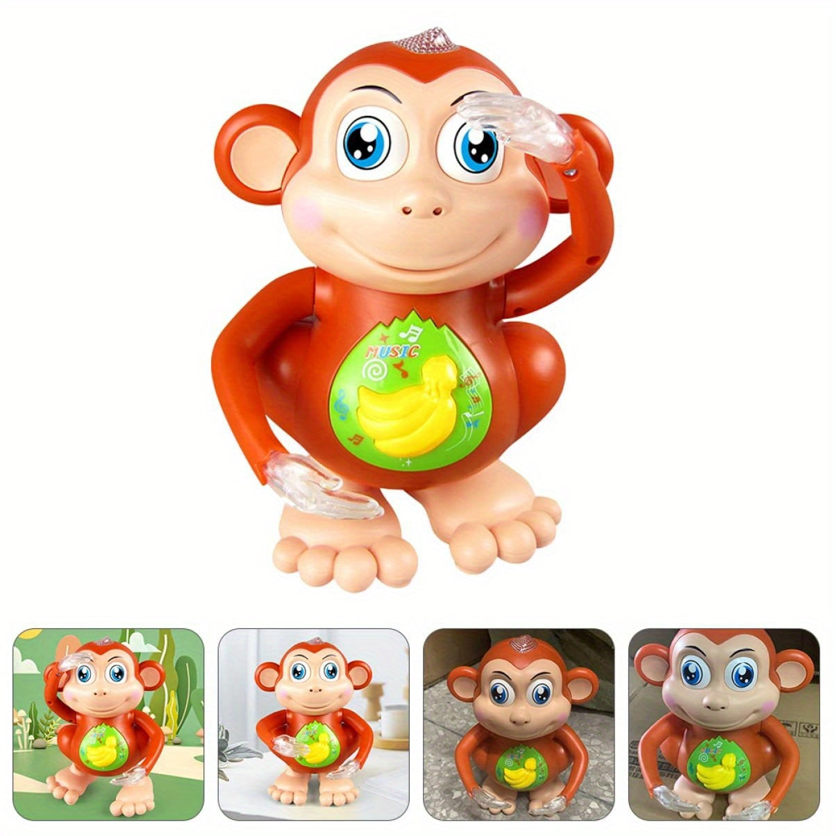 Dancing Monkey Toy for Toddlers – Musical Singing Monkey Stuffed Animal with Lights & Sound, Interactive Baby Toy Gift for Kids Boys Girls Ages 2+