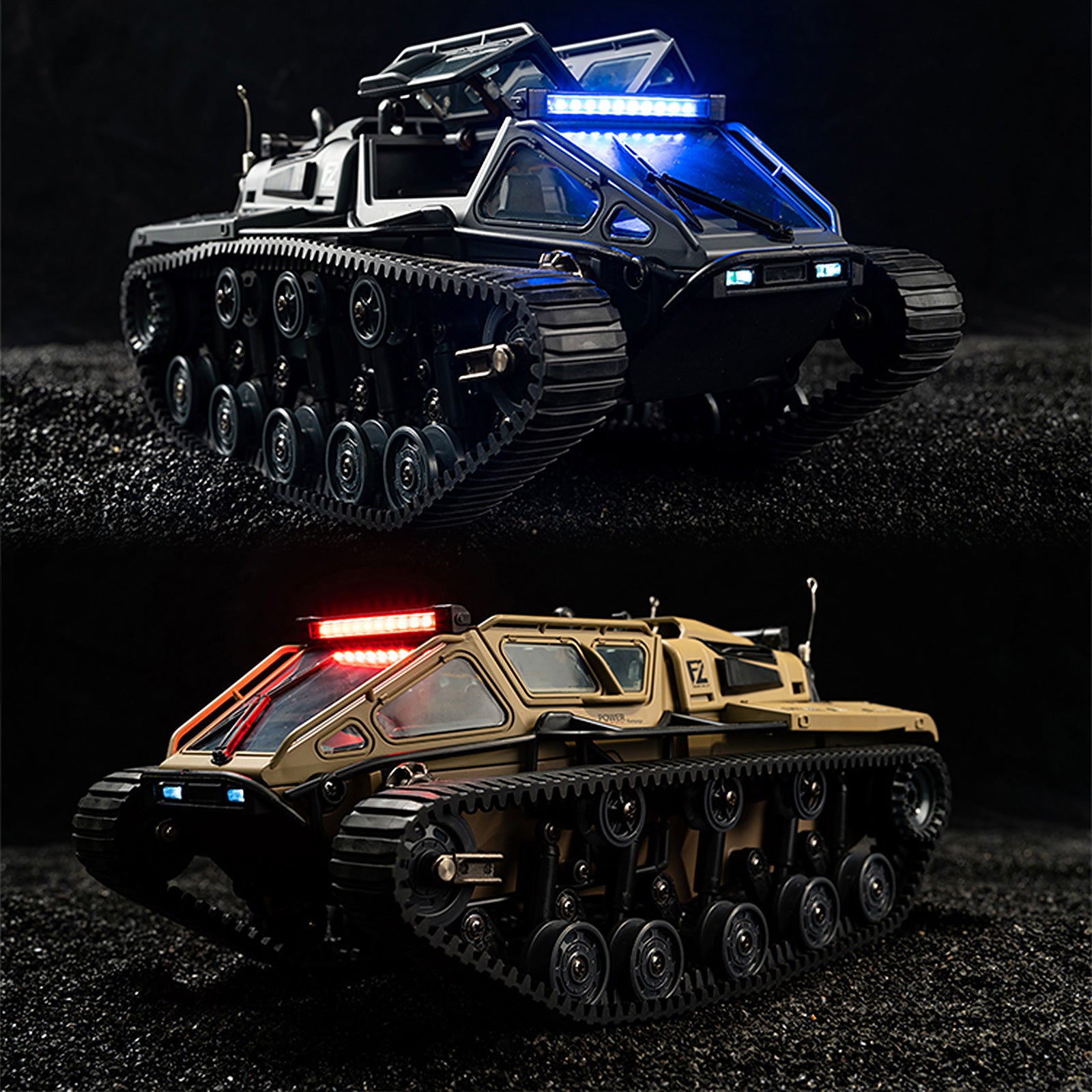RC Tracked Military Tank with Full-Proportional Control LED Lights & Alloy Opening Door - All-Terrain Off-Road Armored Vehicle Model Toy Gift for Kids Boys Adults