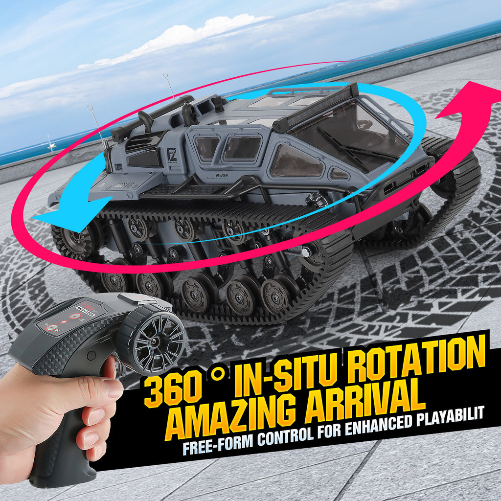 RC Tracked Military Tank with Full-Proportional Control LED Lights & Alloy Opening Door - All-Terrain Off-Road Armored Vehicle Model Toy Gift for Kids Boys Adults