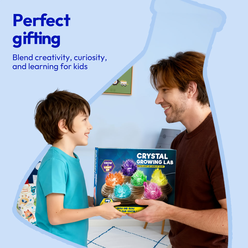Crystal Growing Kit for Kids with Light-Up Base – 7 Color Science Experiment Set, STEM Learning Toy for Boys & Girls Ages 8+, Birthday & Christmas Gift
