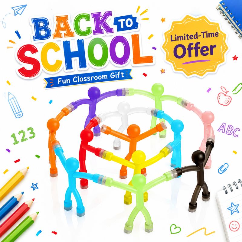 Magnetic Bendy Figures Building Set, Translucent Silicone Shapes in 10 or 20 Packs with Metal Storage Tin for Creative Travel Play and Desk Fidgeting
