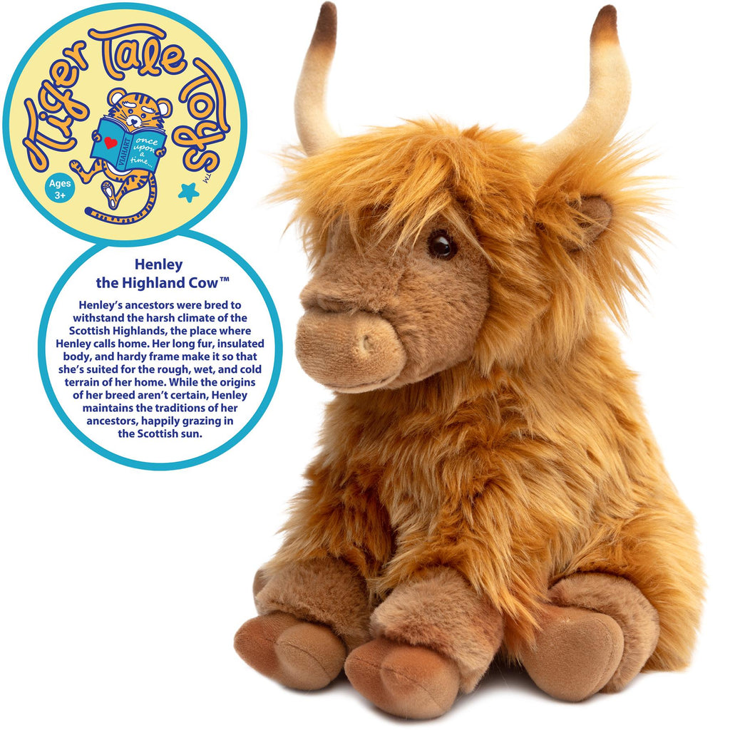 Highland Cow Stuffed Animal Plush 14 Inch – Henley the Cute Soft Highland Cow Plush Toy, Cuddly Farm Animal Stuffed Cow Gift for Kids Toddlers Adults
