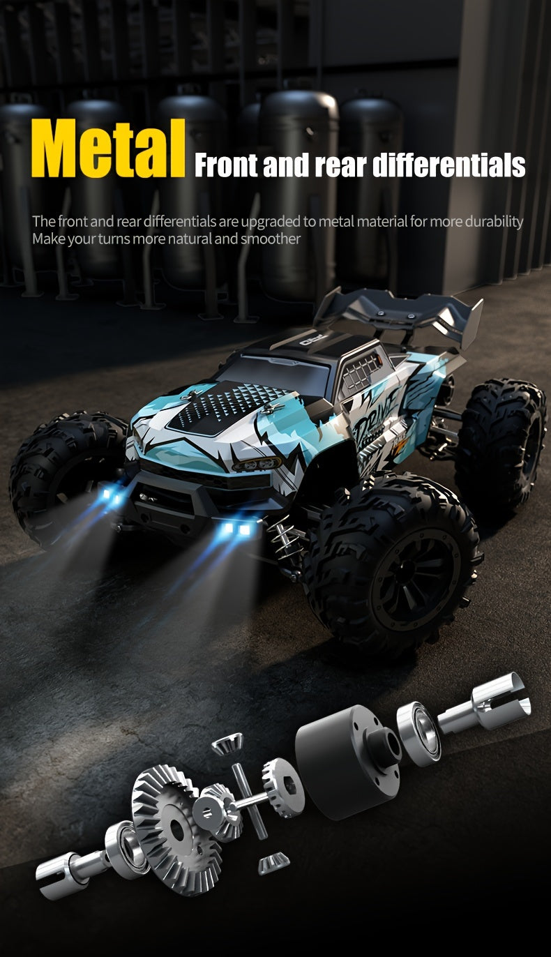 1/16 Scale 4WD Brushless Motor RC Car 70km/h High Speed 2.4G Remote Control Off-Road Drift Racing Truck with 2 Batteries – Kids Adults Gift
