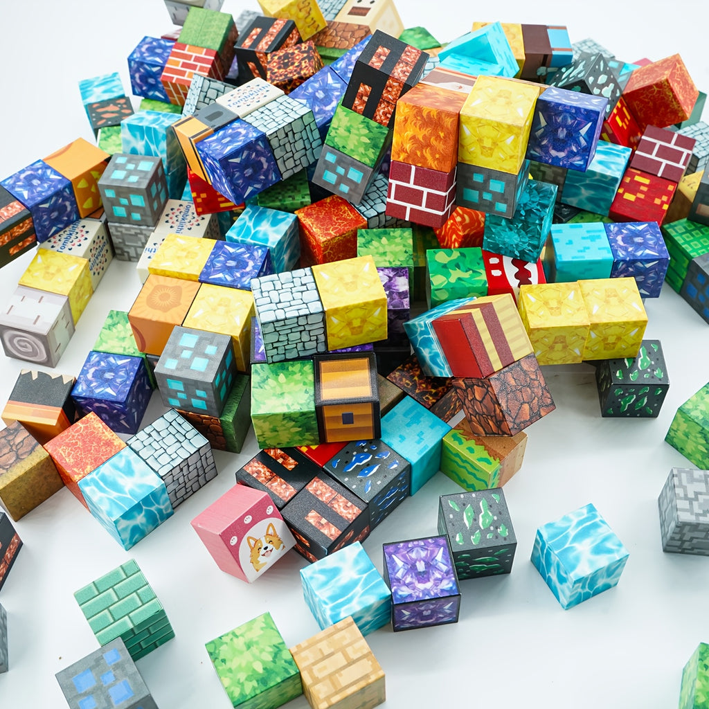 Magnetic Cube Puzzle Building Blocks for Kids – 50 to 160 Piece Construction Set with Random Patterns – STEM 3D Building Toy for Boys & Girls Ages 4+ – Birthday, Christmas & Easter Gift