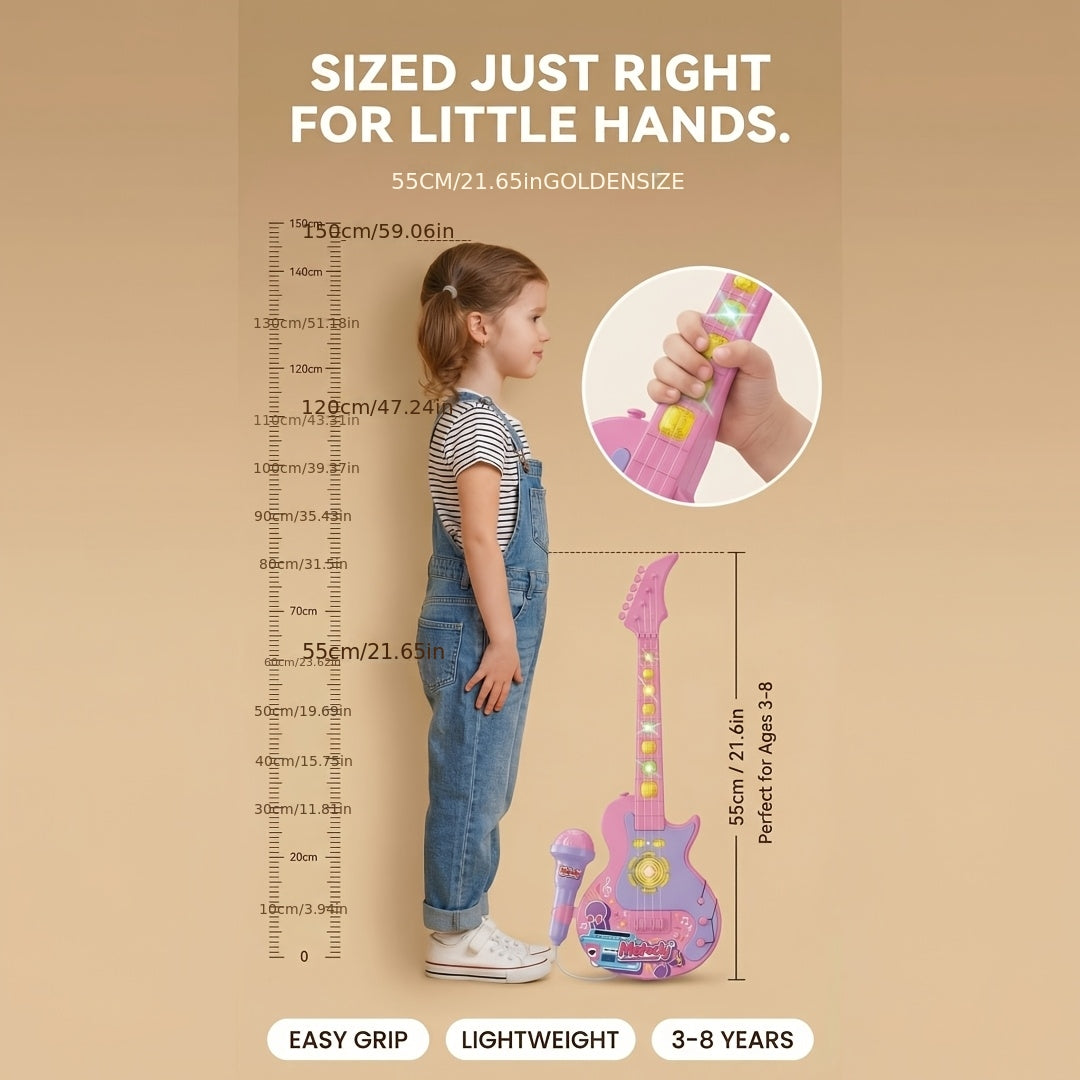 Kids Electric Guitar Toy with Microphone & Lights - Musical Instrument Toy for Toddlers Ages 3-8, Light Up Sound Guitar for Boys Girls Birthday Christmas Gift