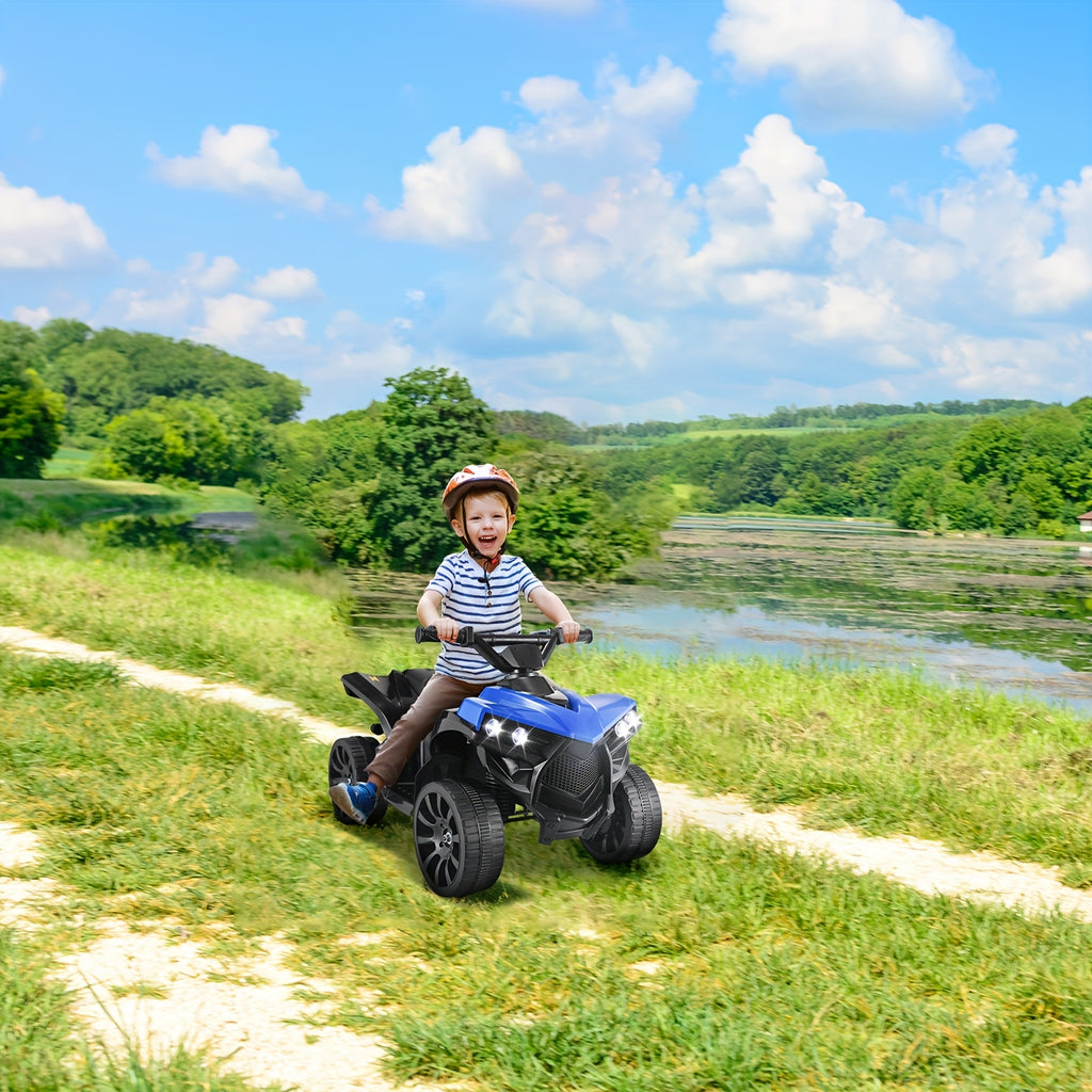 Kids Electric ATV Ride On Quad with Headlights & Pedal Accelerator - All-Terrain Anti-Slip Tires 55LB 1.86 MPH - Birthday Christmas Halloween Gift for Boys Girls Toddlers