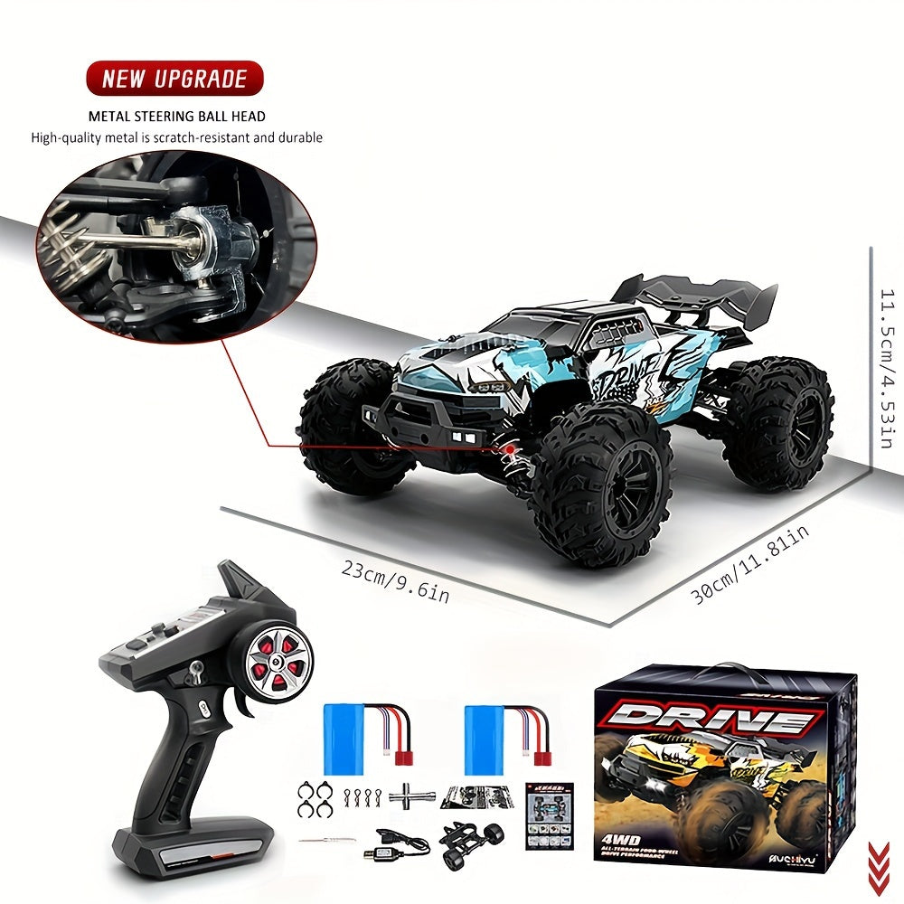 1/16 Scale 4WD Brushless Motor RC Car 70km/h High Speed 2.4G Remote Control Off-Road Drift Racing Truck with 2 Batteries – Kids Adults Gift
