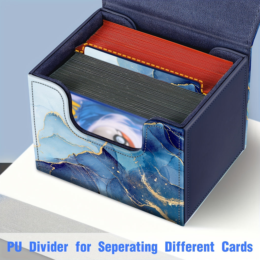 Magnetic Card Storage Box 180+ Cards MTG Pokemon TCG CCG with PU Divider Deck Box Marble Design Trading Card Organizer Collector Gift