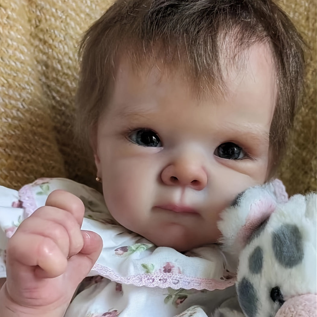 Sleeping Reborn Baby Doll 18 Inch Hand-Rooted Hair Hand-Painted Veins – Lifelike Newborn with Outfit Pacifier Bottle Diaper Birth Certificate Kids Birthday Christmas Gift