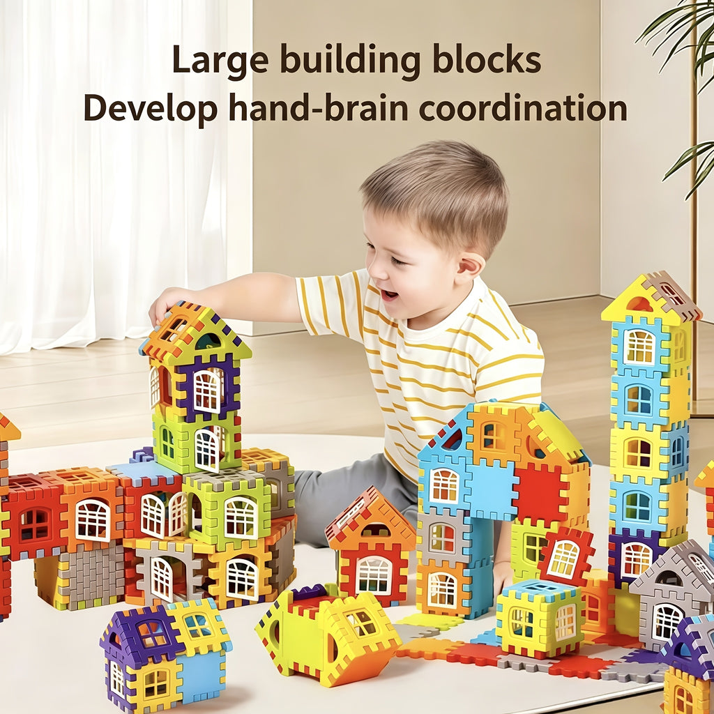 140pcs House Building Blocks Set STEM Colorful Interlocking Bricks with Window Roof Pieces Preschool Construction Toy for Boys Girls Ages 3+ Birthday Christmas Gift