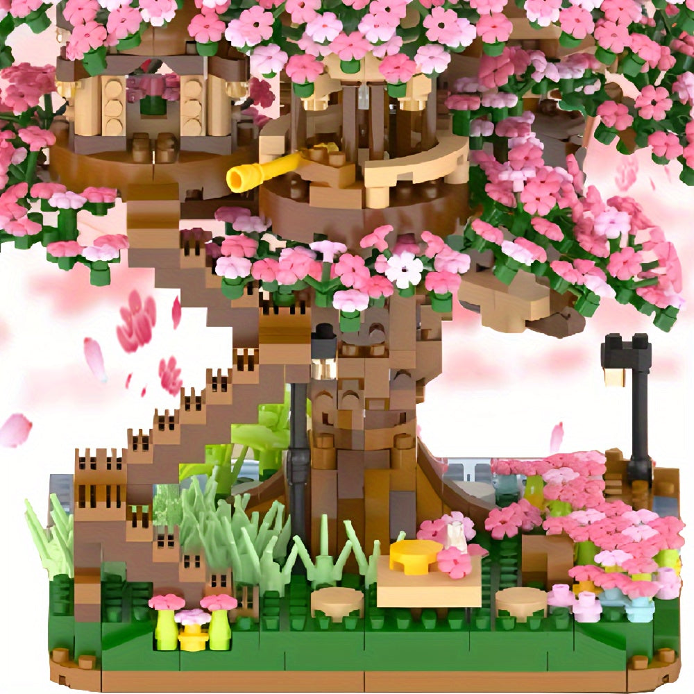 Sakura Cherry Blossom Tree House Building Blocks 2028 & 1020 Piece – DIY Mini Brick Assembly Set, Collectible Desk Decor Model for Home Display, Relaxing Gift for Teens Adults Boys Girls