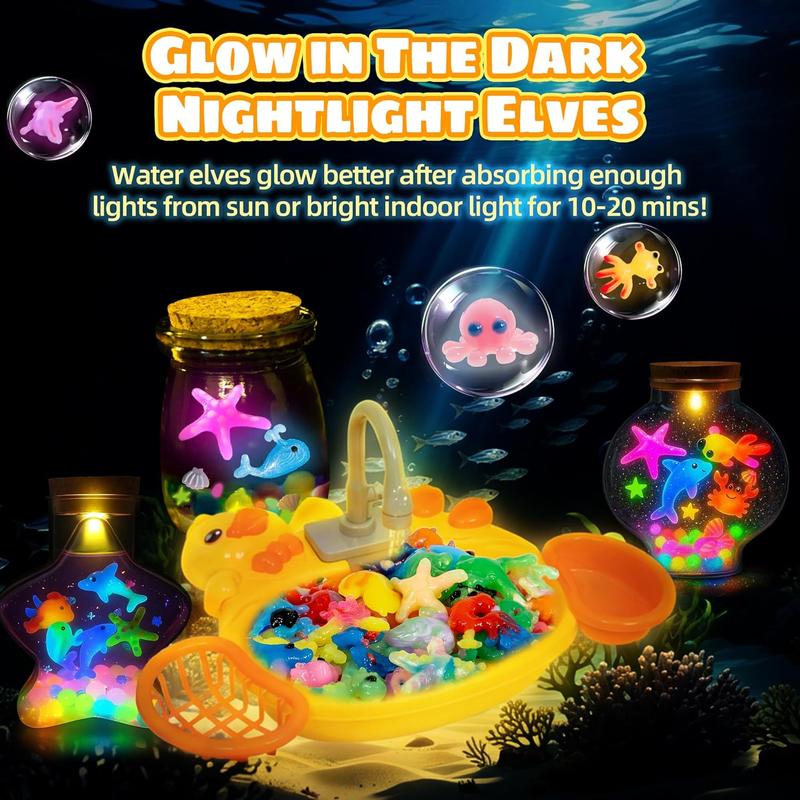 Magic Water Elf Kit by JoySpot, DIY Squishy Gel Animals with 12 Paints and 12 Molds, Glow-in-the-Dark Sensory Crafts for Kids and Creative Gifts