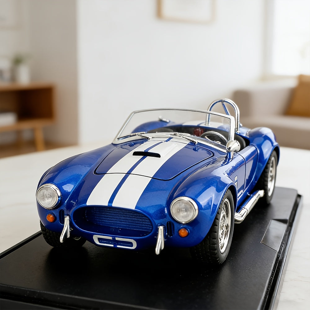 1:22 Scale Shelby Cobra Vintage Die-Cast Model Car Zinc Alloy Openable Doors Static Display Collectible Gift for Car Enthusiasts Home Office Desk Decor