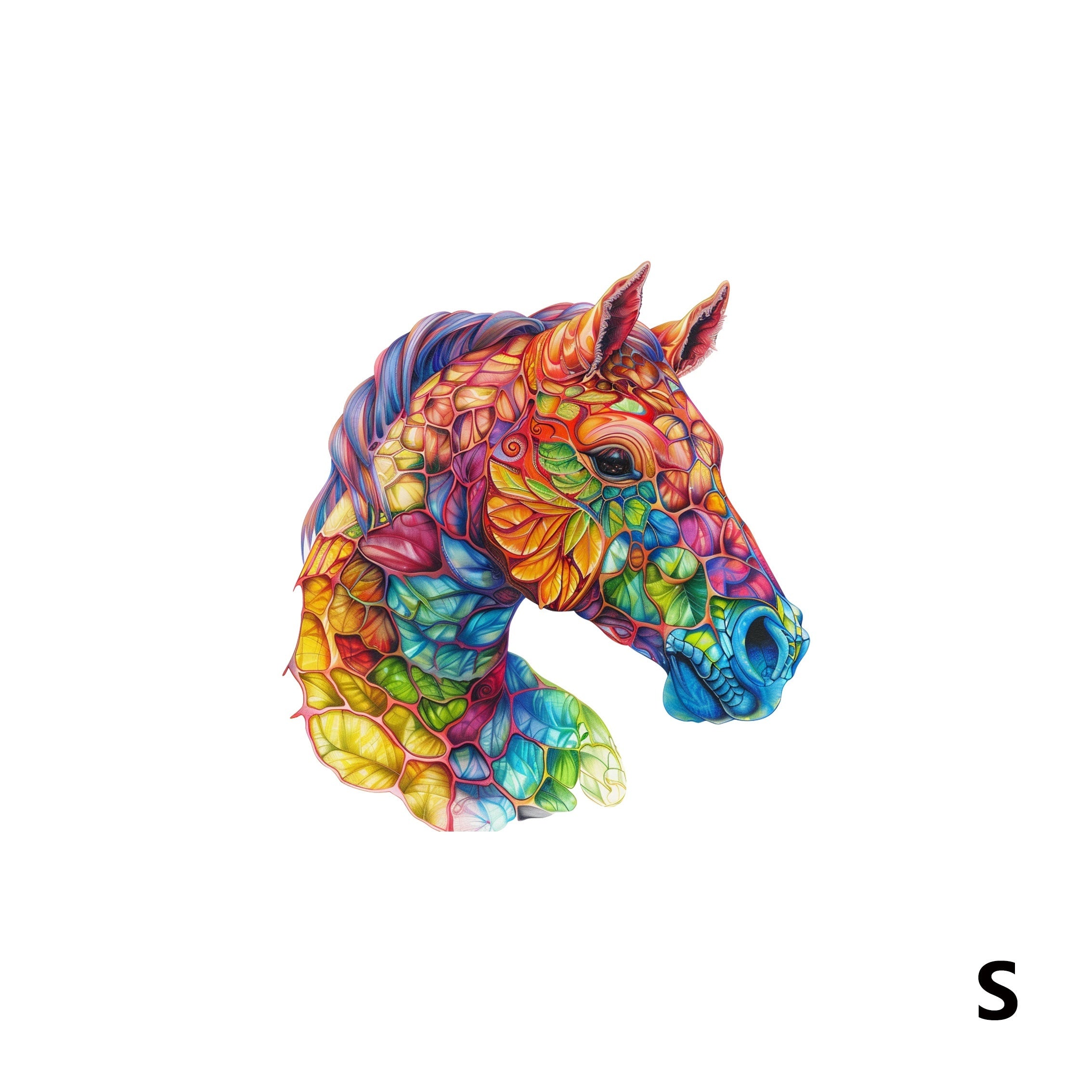 Colorful Horse Wooden Jigsaw Puzzle by WOOD PEOPLE – Artistic Irregular Shaped Pieces, Vibrant Mixed Colors, S/M/L Sizes, Family Gift for Puzzle Lovers Ages 8+