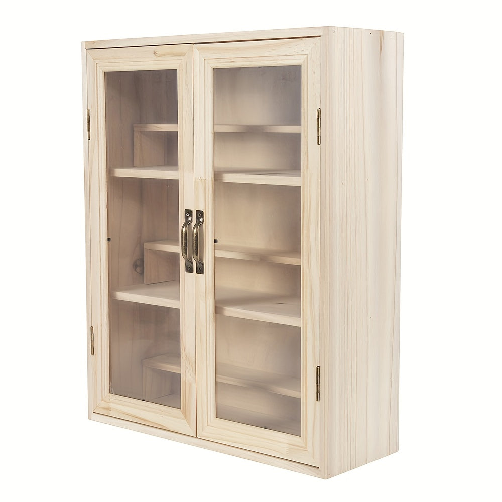Display Cabinet for Figures & Dolls Solid Wood 6-Tier – Acrylic Door Showcase Shelf for OB11 Doll Action Figure Collectible Storage, Bedroom Living Room