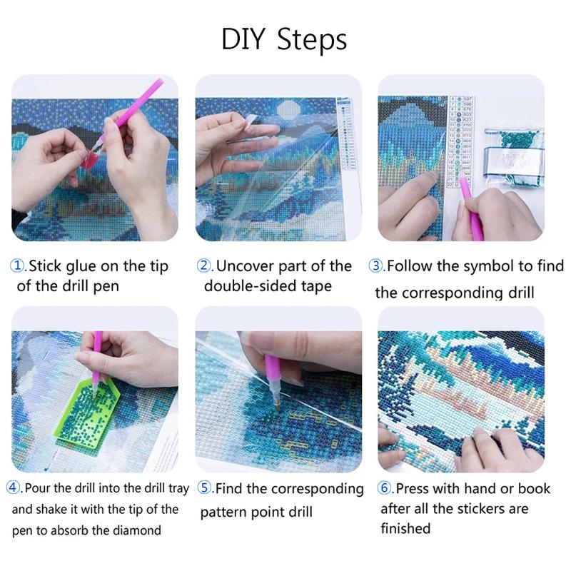 Diamond Art Kit for Adults, 5D Full Round Diamond Painting with Animal, Scenery and Flower Designs, 30 x 40 cm DIY Mosaic Wall Decor