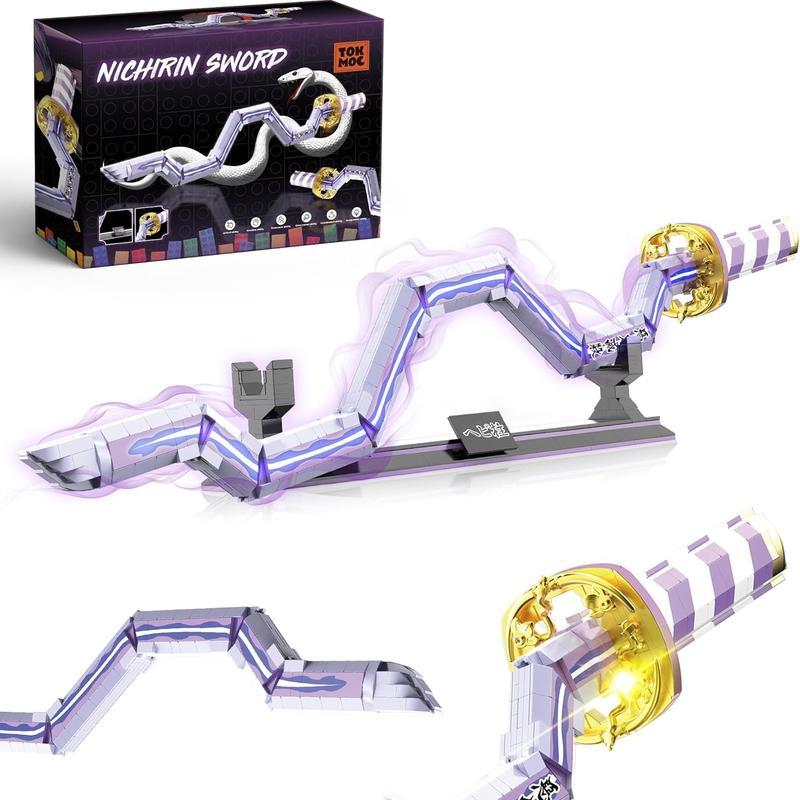 Anime Sword Building Block Set by TOKMOC with Display Stand and Scabbard, ABS Construction Model Kit for Ages 12+, Cosplay Display and Collector Gifts
