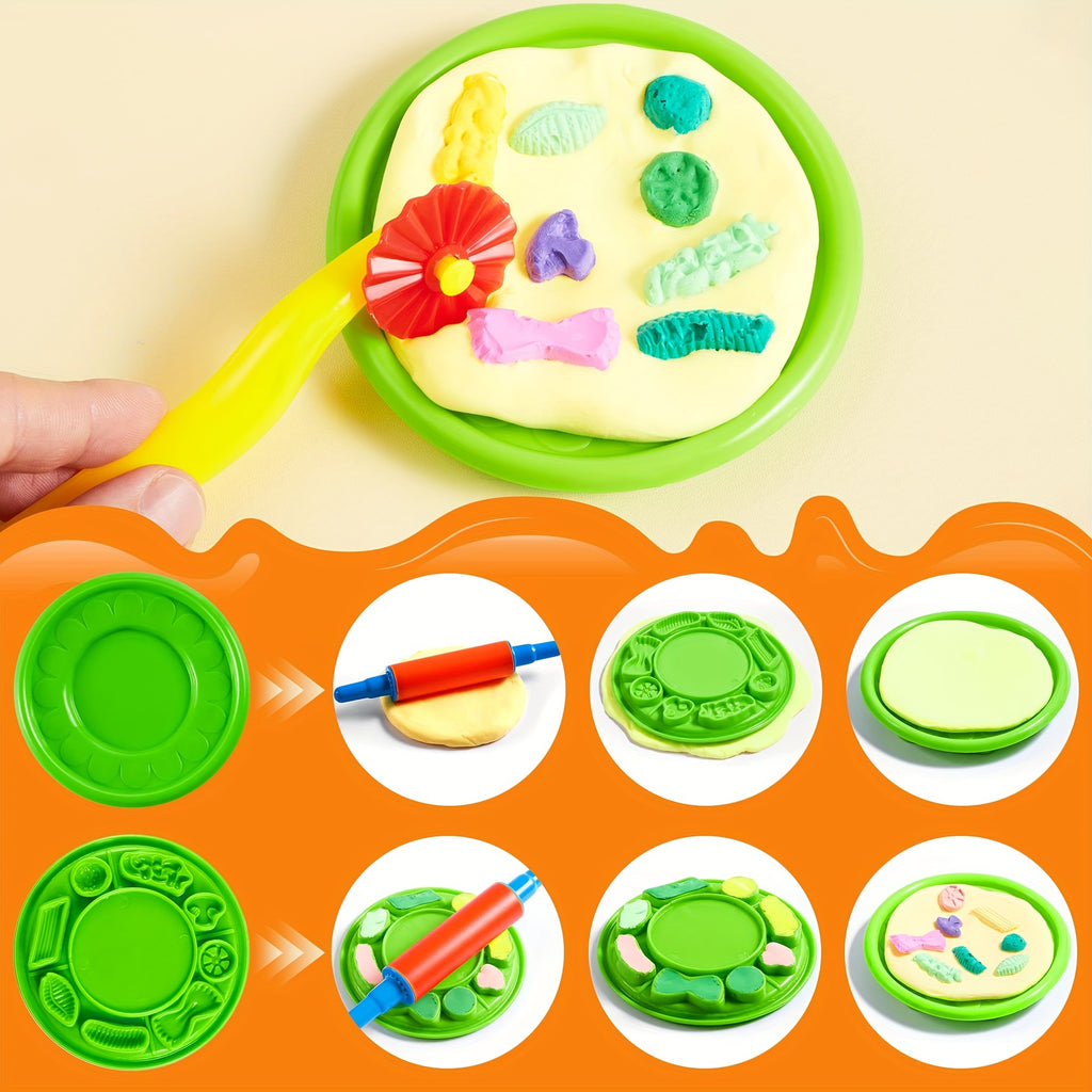 Clay Tools Set for Kids 44 Pcs Dough Accessories with Molds Rolling Pins Cutters Easy Grip Handles Non-Toxic ABS Plastic Party Favor Christmas Gift