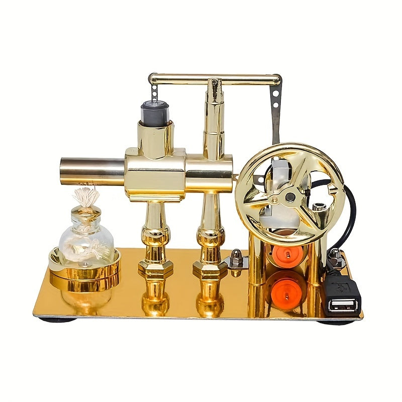 Stirling Engine Generator Kit Single Cylinder Stainless Steel – Educational Physics Science Experiment Model for STEM Hobbyists & Inventors