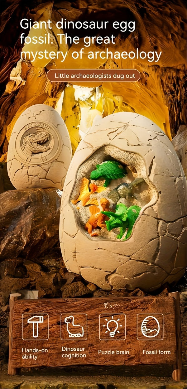 Dinosaur Egg Digging Kit STEM Archaeology Fossil Toy with 24 Mini Dinosaurs & Dino Cards - Kids Science Gift Ages 4-12 Birthday Christmas