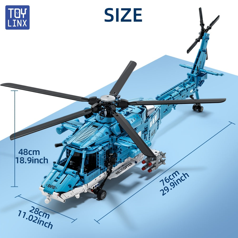 Helicopter Building Block Set 1711 Pieces for Adults Teens, Large Scale ABS Brick Model Kit Medium Difficulty, STEM Construction Display Toy Ages 14+, Birthday Christmas Gift for Men Boys Aviation Fans