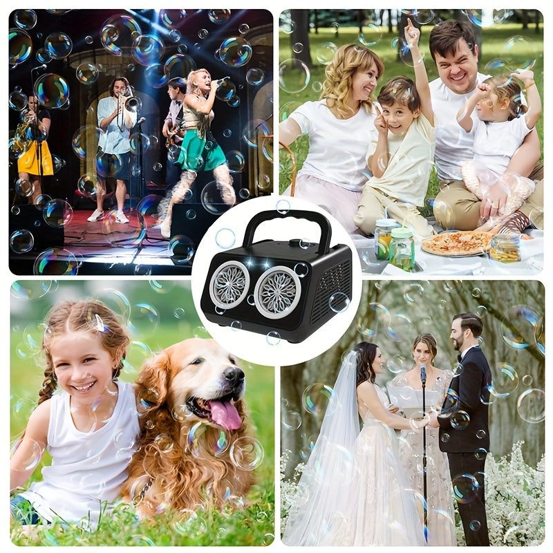 Automatic Bubble Machine with 2 Fans – 20,000+ Bubbles/Min, Includes 10 Bubble Solution Bottles, Electric Bubble Maker for Kids Outdoor Play